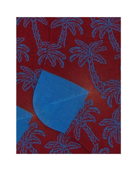 Gallo Rote Baumwoll-Langsocken Mit Palmenmuster Für Herren in Blue für Herren