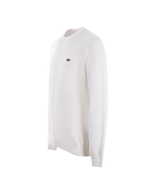 Lacoste White Round-Neck Knitwear for men
