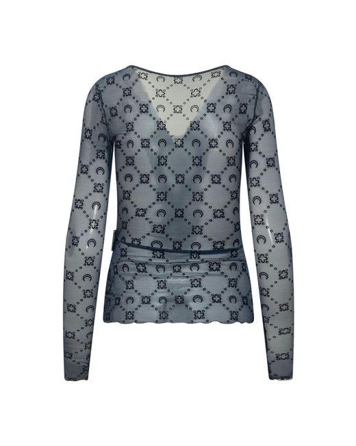 MARINE SERRE Blue Long Sleeve Tops