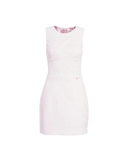 Elisabetta Franchi White Rosa ärmelloses minikleid mit metallischen details
