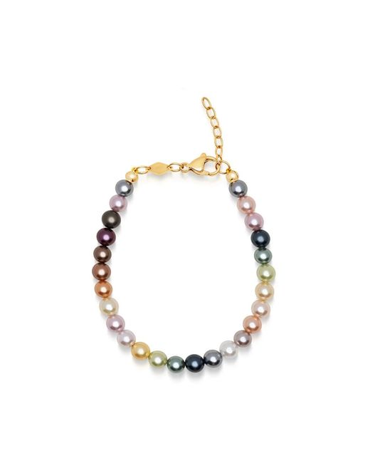 Wo rainbow pearl bracelet Nialaya de color Metallic