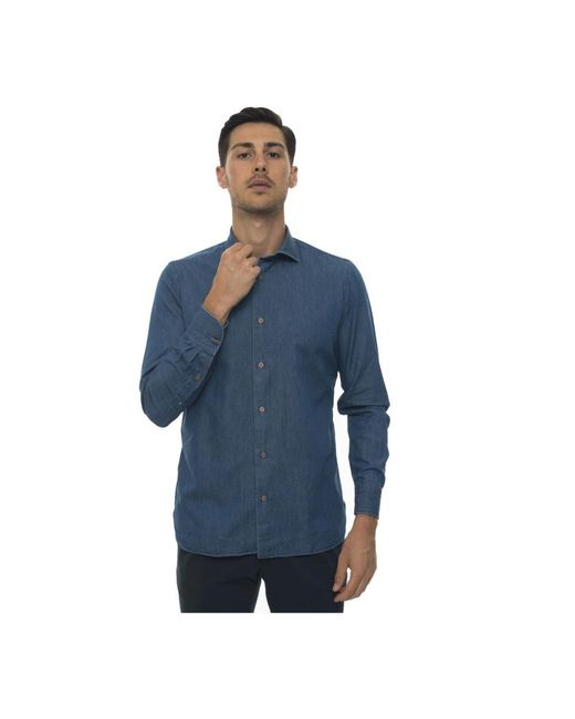 Luigi Borrelli Napoli Blue Denim Shirts for men