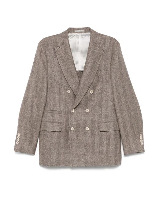 Blazers di Brunello Cucinelli in Brown da Uomo