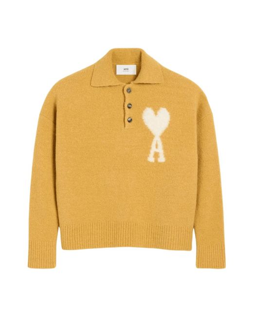 AMI Polo Strick in Yellow für Herren