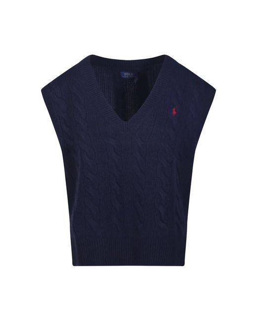 Ralph Lauren Blue V-Neck Knitwear