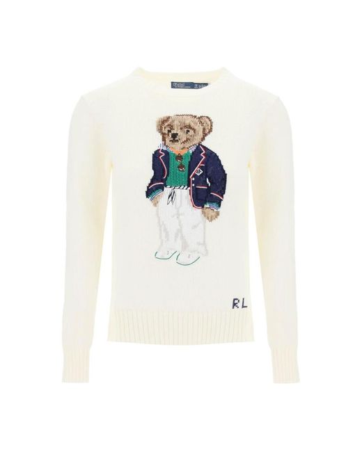 Polo polo bear cotton sweater di Ralph Lauren in White