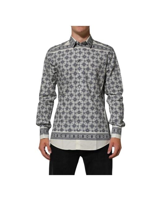 Dolce & Gabbana Monkey Tie Print Hemd in Gray für Herren
