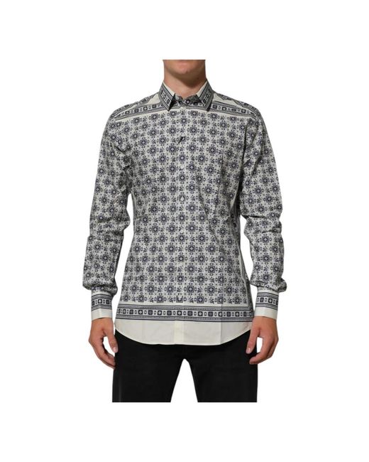 Dolce & Gabbana Monkey Tie Print Overhemd in het Gray voor heren
