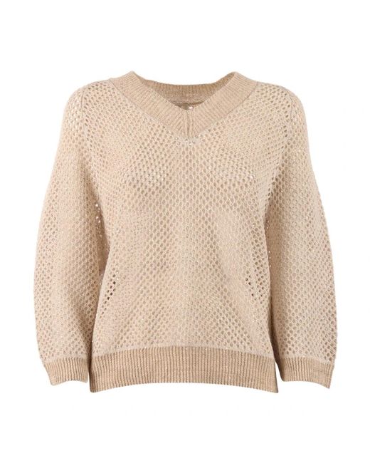 Peserico Natural V-Neck Knitwear