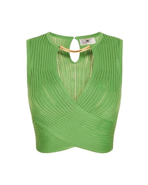 Elisabetta Franchi Green Sleeveless Tops