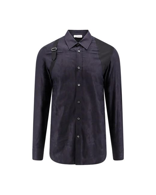 Alexander McQueen Baumwollhemd mit schwarzen knöpfen in Blue für Herren