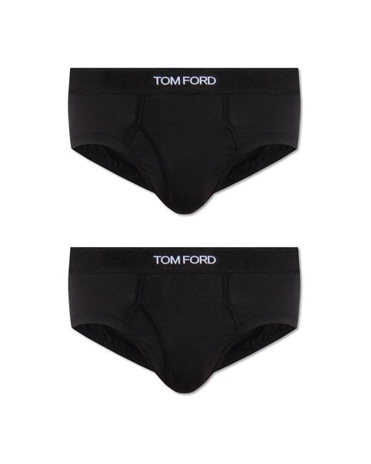 Tom Ford Ondergoed ,Zwart ,Katoen Branded Briefs Two-Pack in het Black voor heren