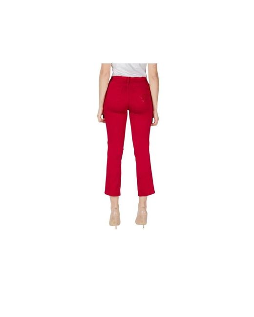 Liu Jo Red Geknöpfte Cropped Baumwollhose