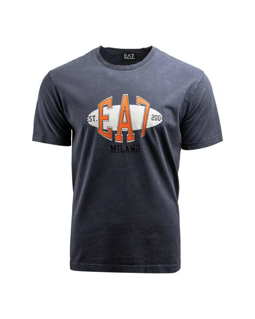 EA7 Tops ,Blauw ,Katoen T-Shirt in het Blue voor heren