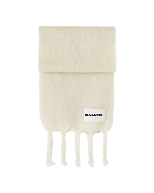 Jil Sander Natural Logo-Patch Grobstrick-Schal