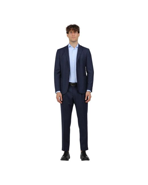 Santaniello Blue Single Breasted Suits for men