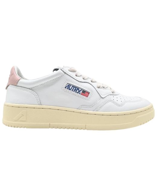 Autry White Niedrige leder weiß/rosa sneakers