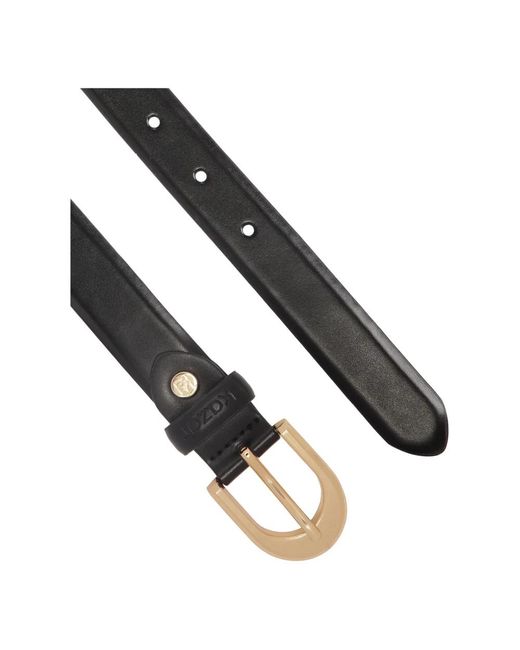 Kazar Accessoires ,Zwart ,Leer Smalle Zwarte Riem Met Logo-Lus in het Black