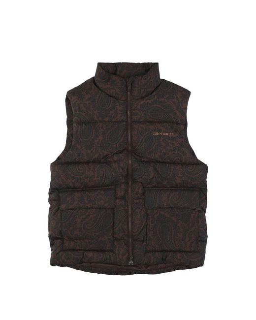 Carhartt Jassen ,Bruin ,Polyester Mouwloze Paisley Print Donsjack in het Black voor heren