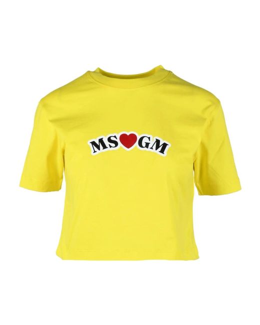T-shirt in cotone con stile unico di MSGM in Yellow
