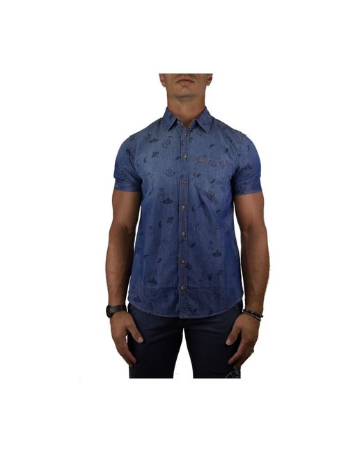 Sun 68 Blue Short Sleeve Shirts for men