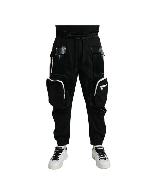Pantaloni da jogger in nylon nero di Dolce & Gabbana in Black da Uomo