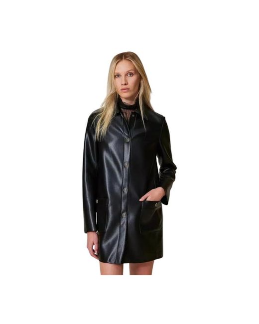 Twinset Black Single-Breasted Coats