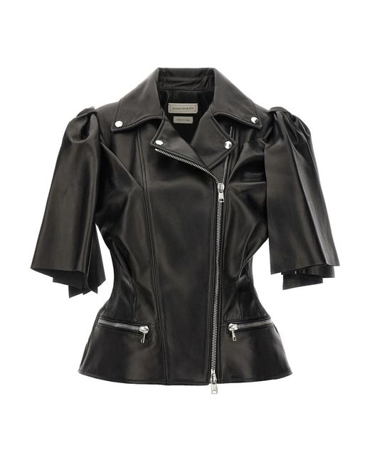 Leather Jackets McQueen de color Black