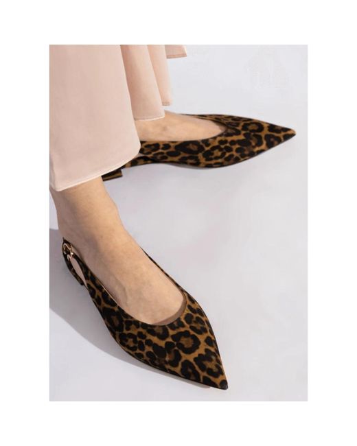 Gianvito Rossi Schoenen ,Bruin ,Leer Slingback Sandalen Met Puntige Neus En Luipaardprint in het Brown