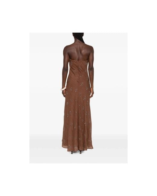 Staud Strapless Maxidress Met Kralenversiering in het Brown