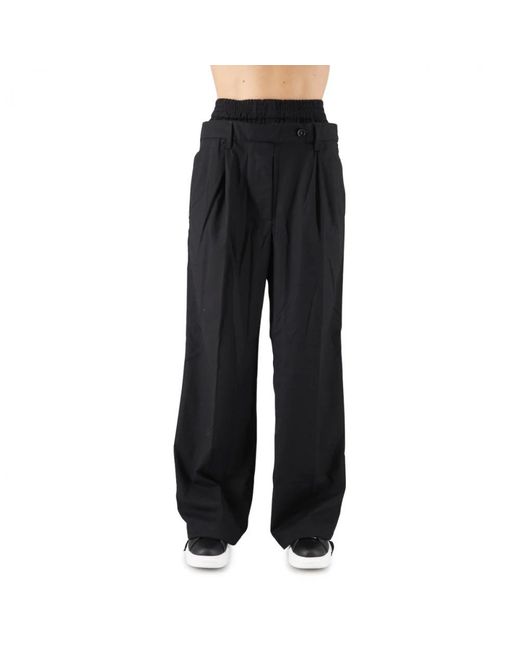 White Sand Black Wide Trousers