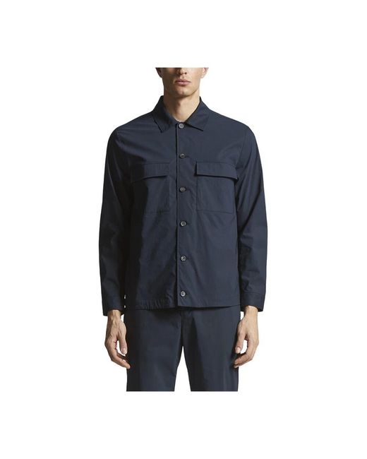 Peserico Leichte Stretch-Baumwoll-Canvas-Overshirt in Blue für Herren