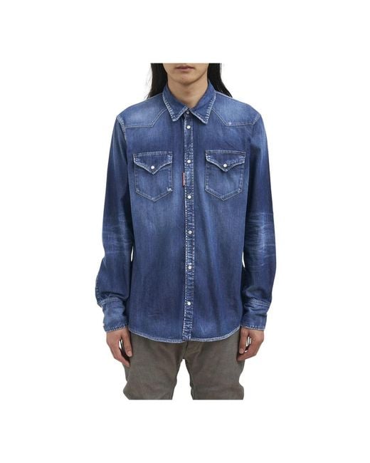 DSquared² Blue Denim Shirts for men