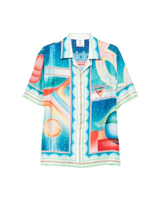 Casablanca Blue Short Sleeve Shirts for men