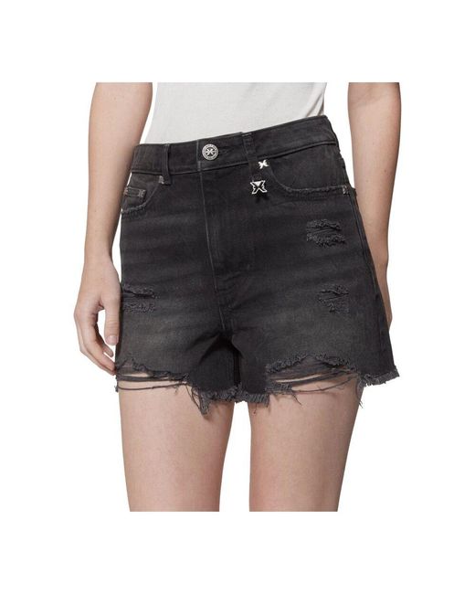 RICHMOND Black Shorts Aus Schwarzem Denim Mit Destroyed-Effekt