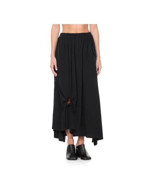 Y-3 Zwarte Geplooide Rok Met Zijkanten in het Black