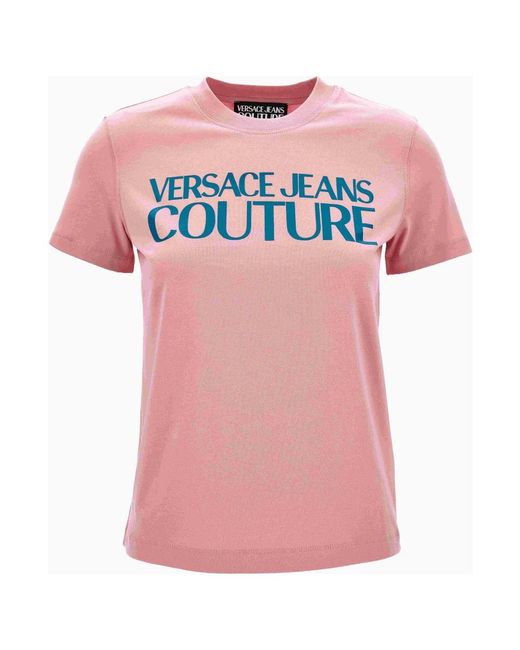 Versace Tops ,Roze ,Katoen Institutional Logo T-Shirt in het Pink