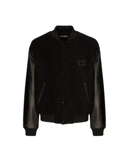 Blouson en laine bouclée et similicuir Dolce & Gabbana pour homme en coloris Black