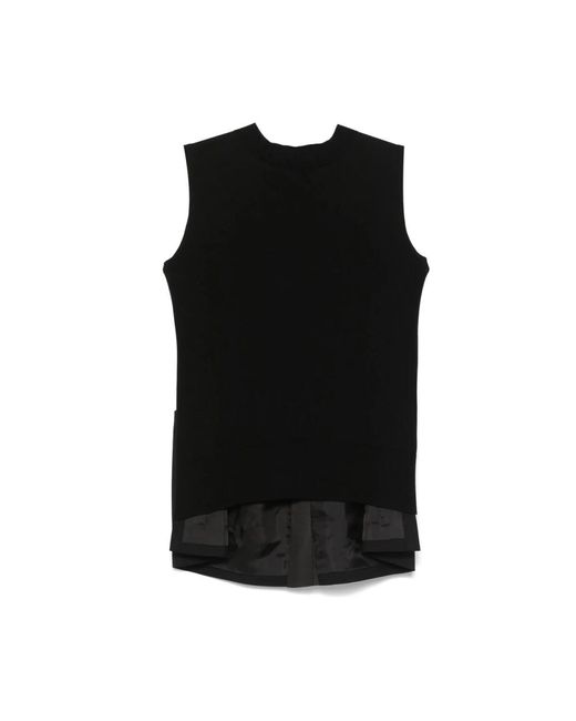 Sacai Black Schwarzer Box-Pleat Pullover Mit Hinterem Schlitz