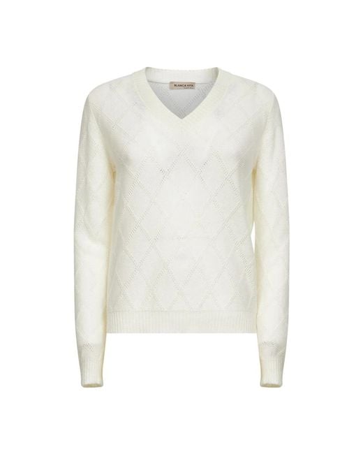 Blanca Vita White Cashmere Knitwear