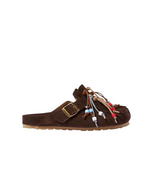 Scarosso Brown Gea e Mule mit Quasten und Perlenverzierung