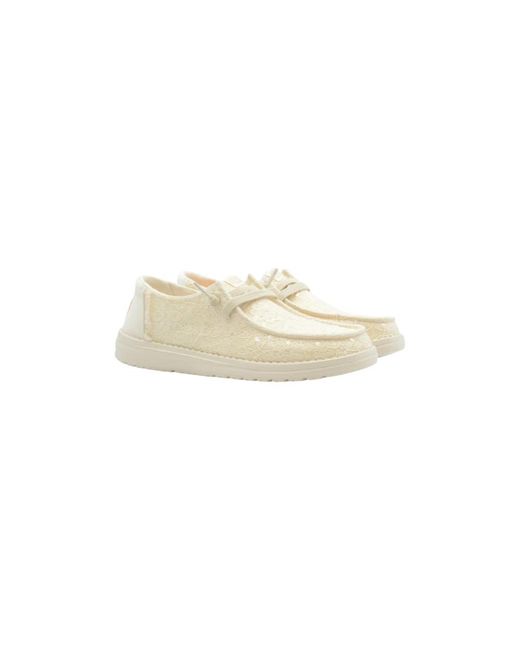 HeyDude White Laced Shoes