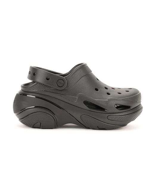 CROCSTM Schoenen ,Zwart ,Zwarte Platte Sandalen Met Verstelbare Band in het Gray