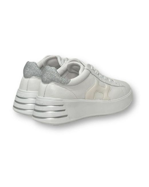 Hogan White Stylische sneakers allacciato h modell