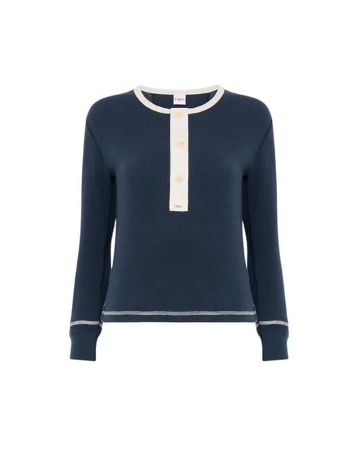 Chloé Blue Round-Neck Knitwear