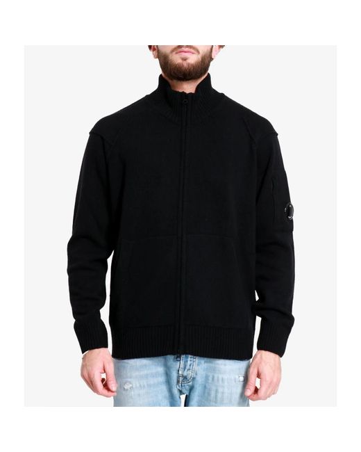 C P Company Truien & Vesten ,Zwart ,Wol Wollen Sweater Met Volledige Rits in het Black voor heren