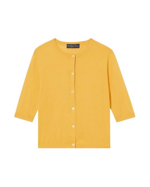 Brooks Brothers Truien & Vesten ,Geel ,Katoen Zijdeblendvest in het Yellow