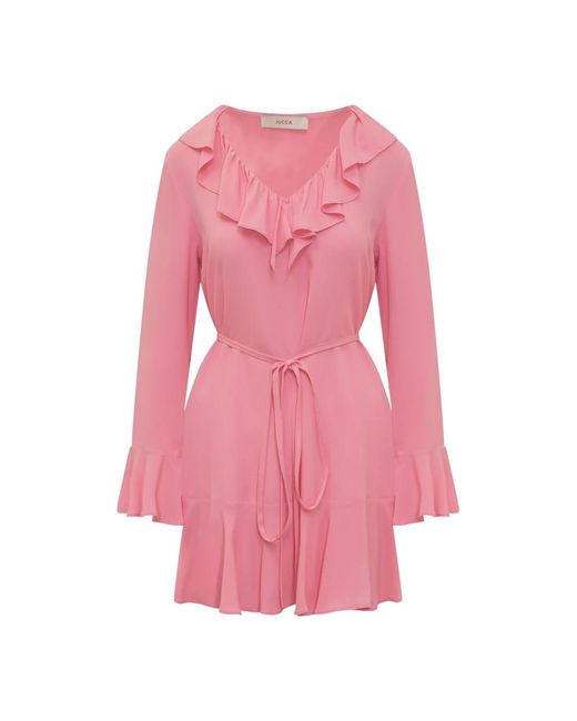 Jucca Kleedjes ,Roze ,Korte Ruches Jurk in het Pink
