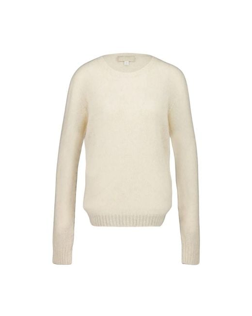 120% Lino White Round-Neck Knitwear
