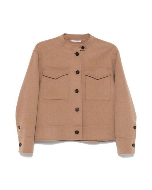 Max Mara Brown Kameljacke supreme design button-down kragen
